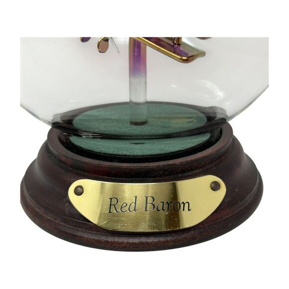 Vintage Mayflower Glass Sculpture Red Baron Airplane Globe Dome 4.5" Tall Decor - Picture 3 of 16